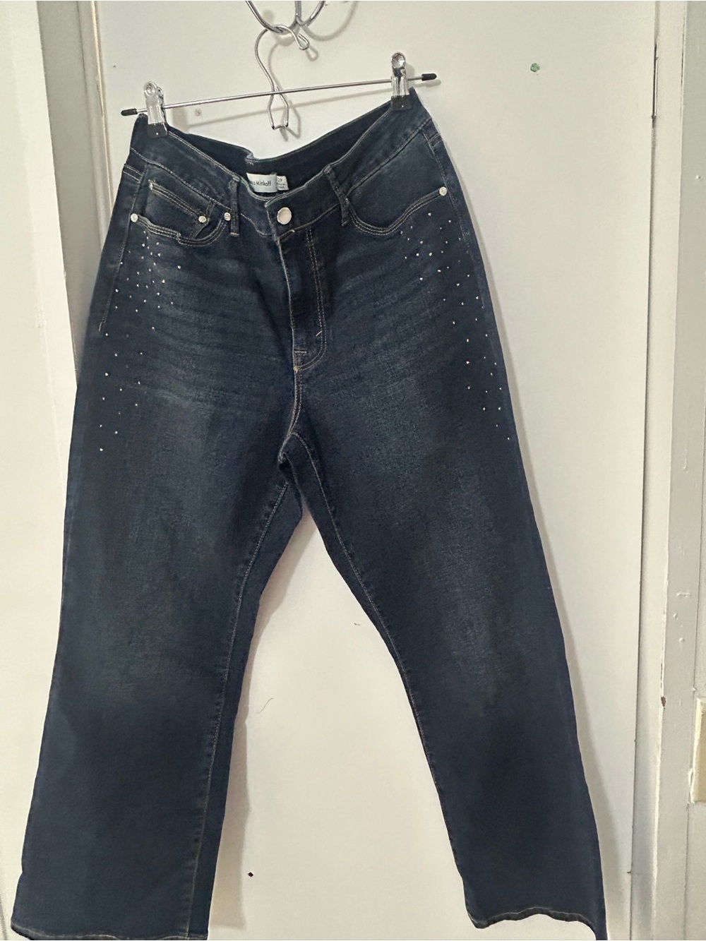 Rebecca Minkoff Dark Indigo Wide-Leg Jeans with Stud Accents